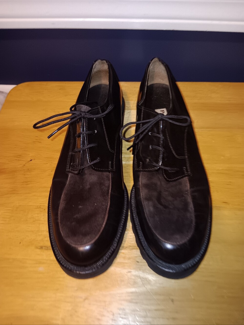 Paul Green Black and Dark Brown Men's Lace-Up Shoes Size 11 Inch
